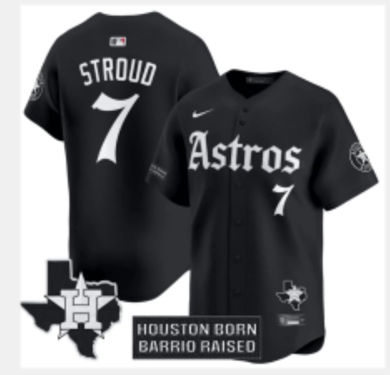 Men 2025 Houston Astros #7 Stroud Black Five generations Joint Name Nike MLB Jersey style 14